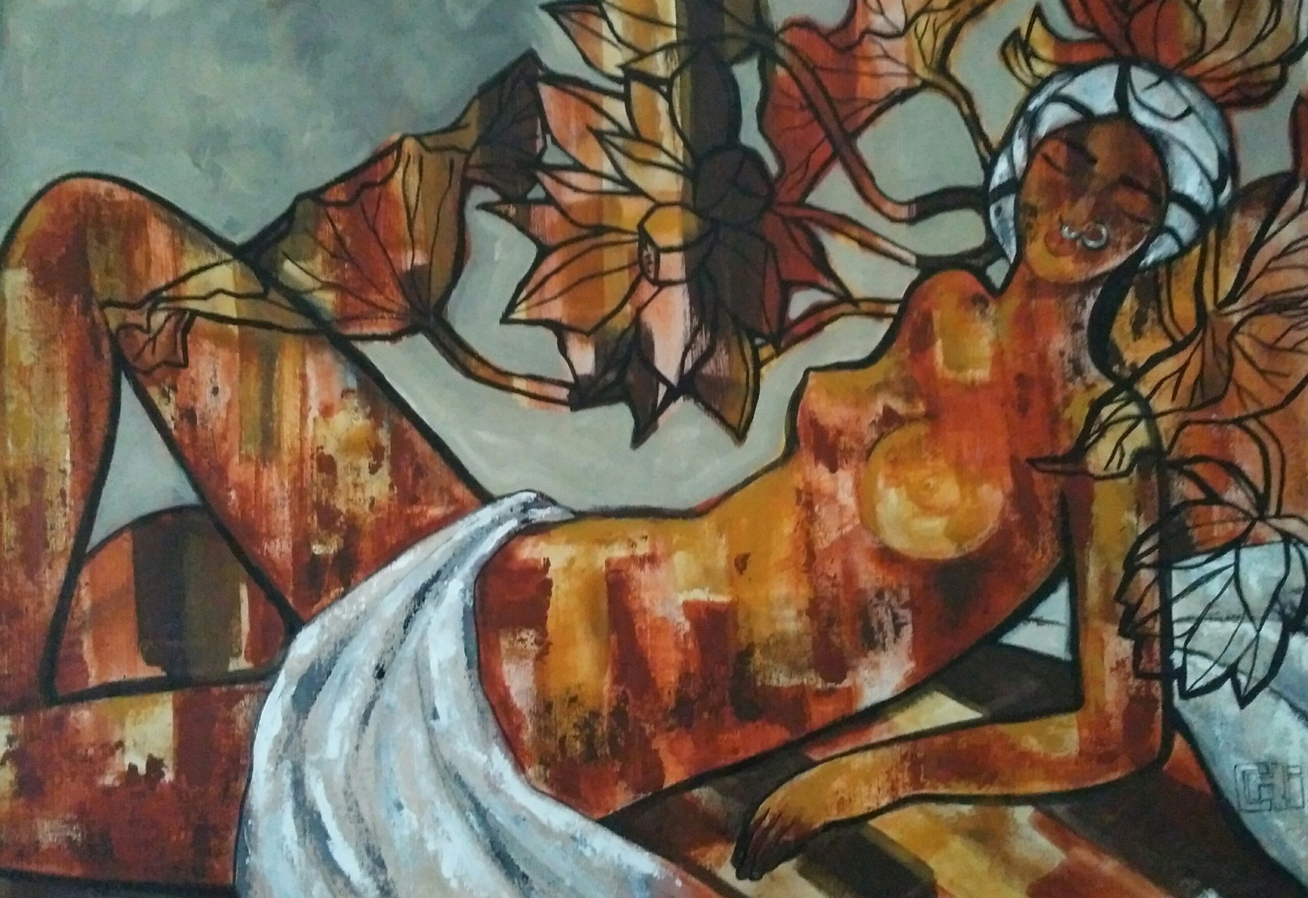 reclining figure II 24x36 acrylics on canvas 85,000