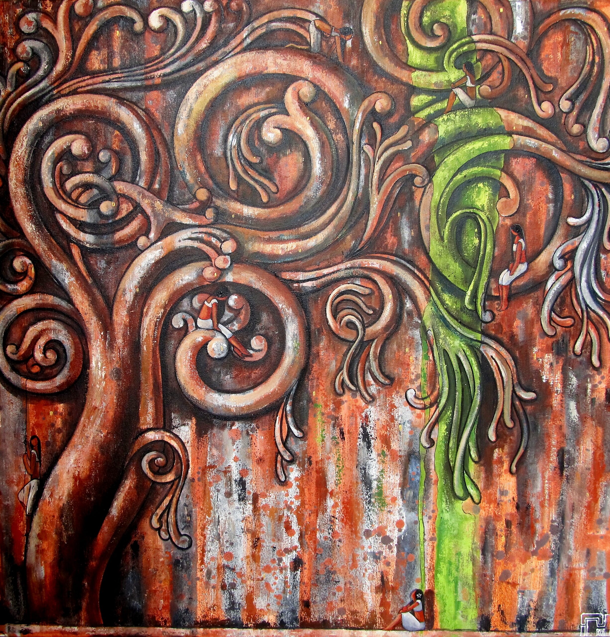 A25 Ancient design II 36x 36 oil on canvas 1,00,000