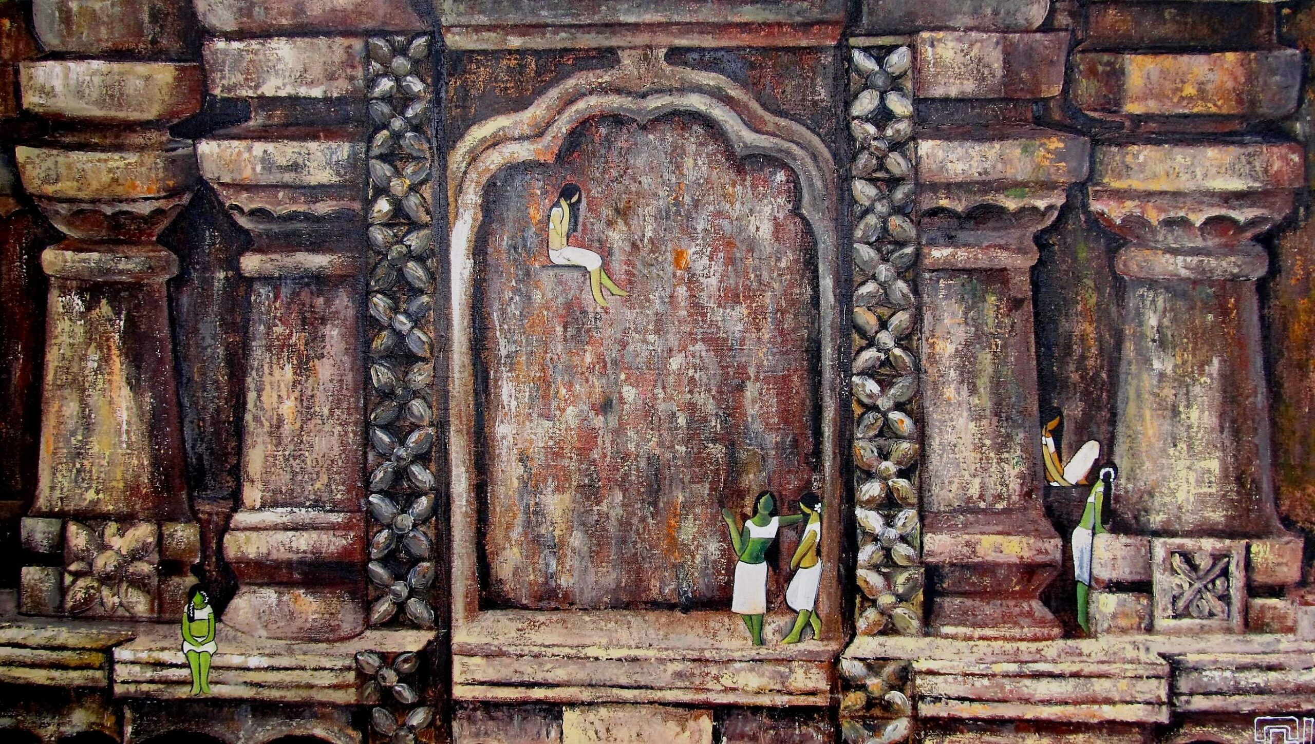 A29 Amidst History 24x42 Oil on canvas 1,20,000
